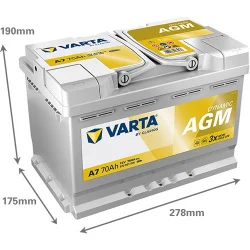 Akumulator AGM VARTA 70 Ah / 760 A Prawy +